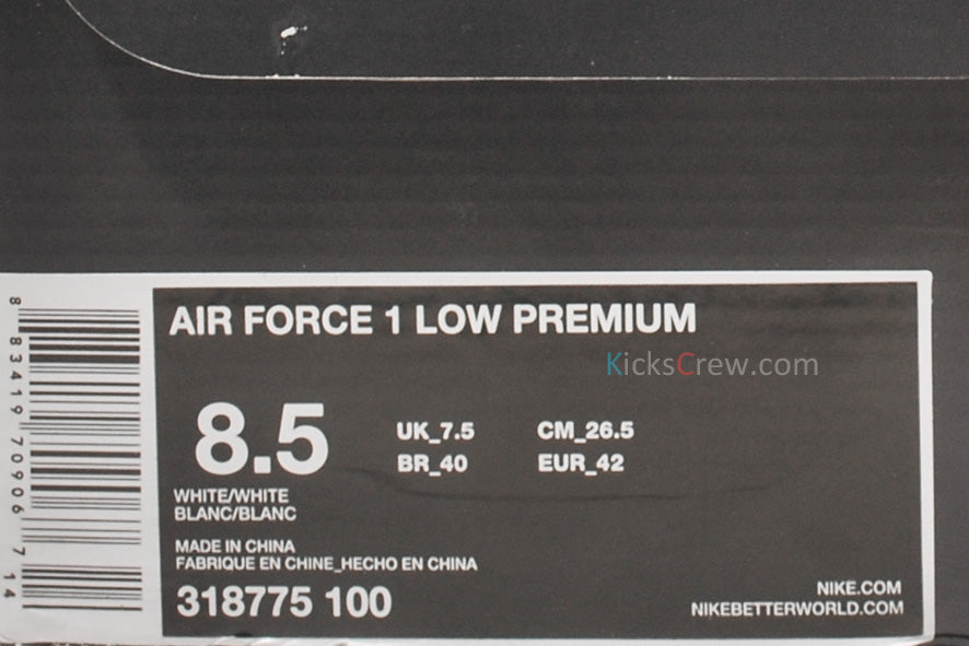 Nike Air Force 1 Low Premium Medium Grey 318775-100 KICKSOVER