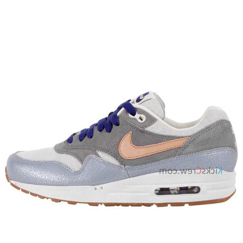 Nike Womens Air Max 1 PRM Metallic Silver Vachetta Tan 454746-001 KICKSOVER