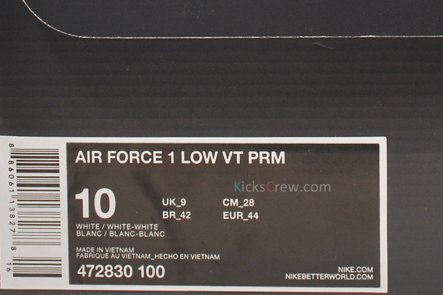 Nike Air Force 1 Low VT PRM Whiteout 472830-100 KICKSOVER