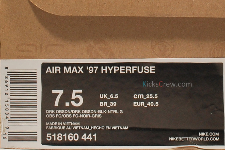 Nike Air Max 97 Hyperfuse Dark Obsidian 518160-441 KICKSOVER