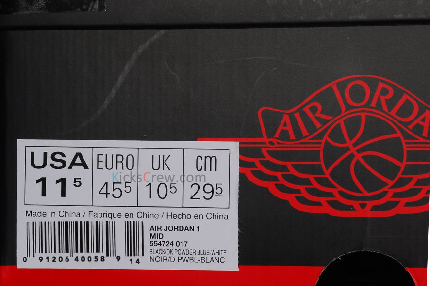 Air Jordan 1 Mid Black Powder Blue 554724-017