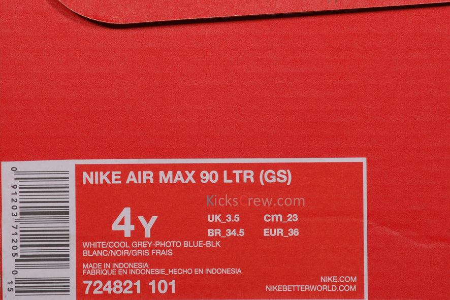 Nike Air Max 90 LTR Leather GS White Photo Blue 724821-101 KICKSOVER