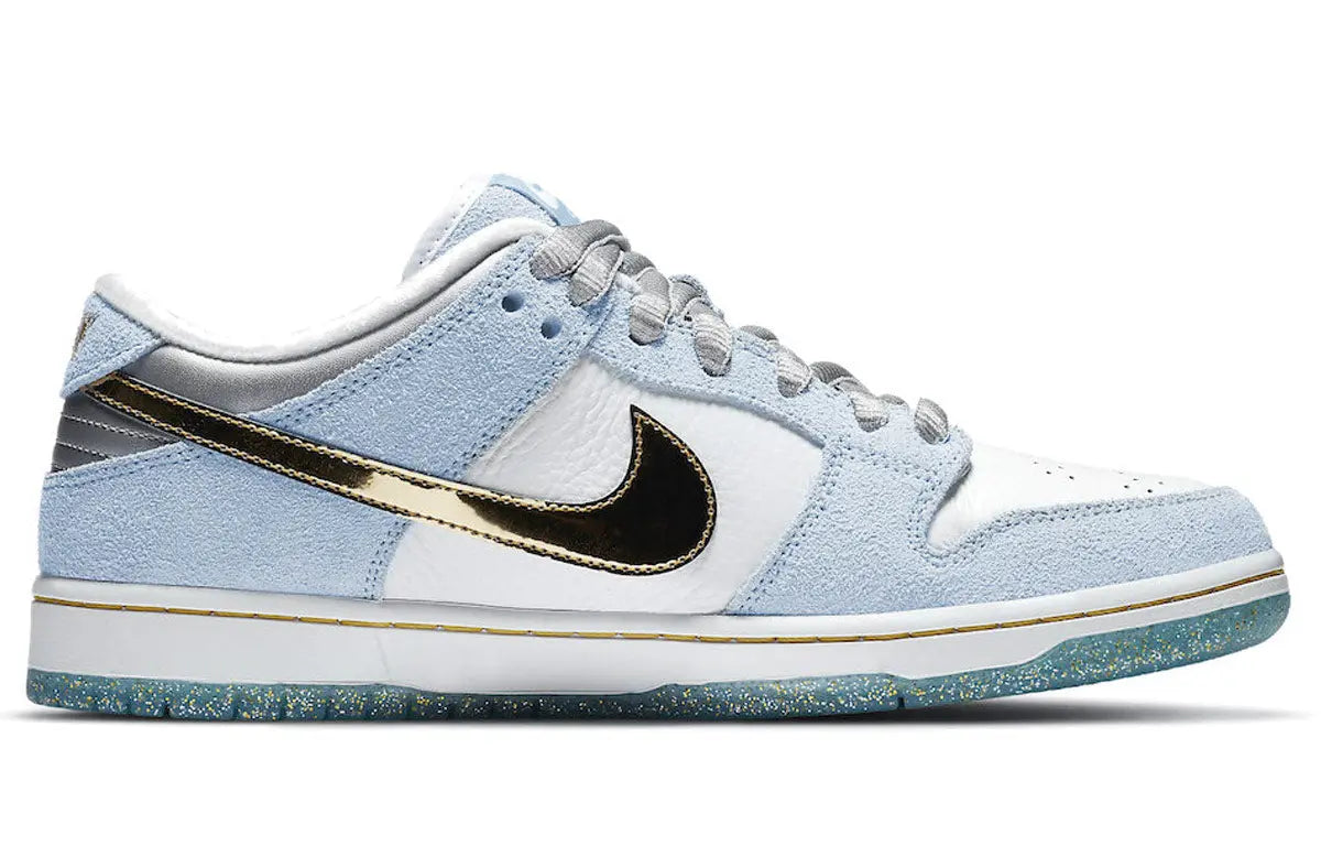 Nike Sean Cliver x Dunk Low SB White/Psychic Blue/Metallic Gold DC9936-100 sneakmarks