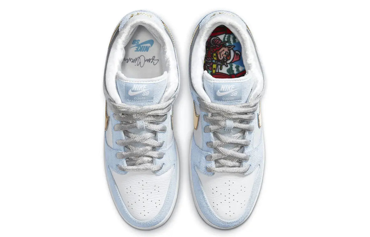 Nike Sean Cliver x Dunk Low SB White/Psychic Blue/Metallic Gold DC9936-100 sneakmarks