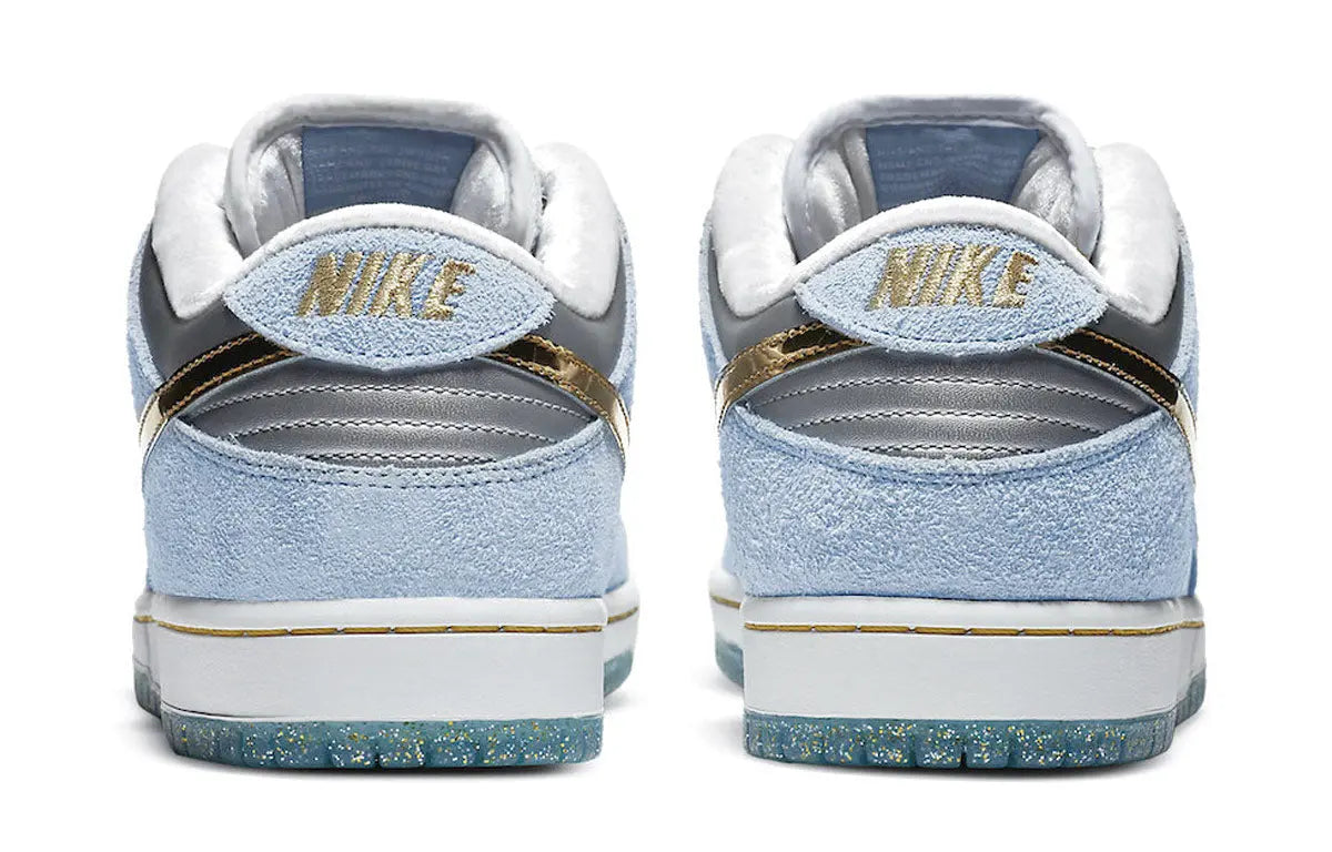 Nike Sean Cliver x Dunk Low SB White/Psychic Blue/Metallic Gold DC9936-100 sneakmarks