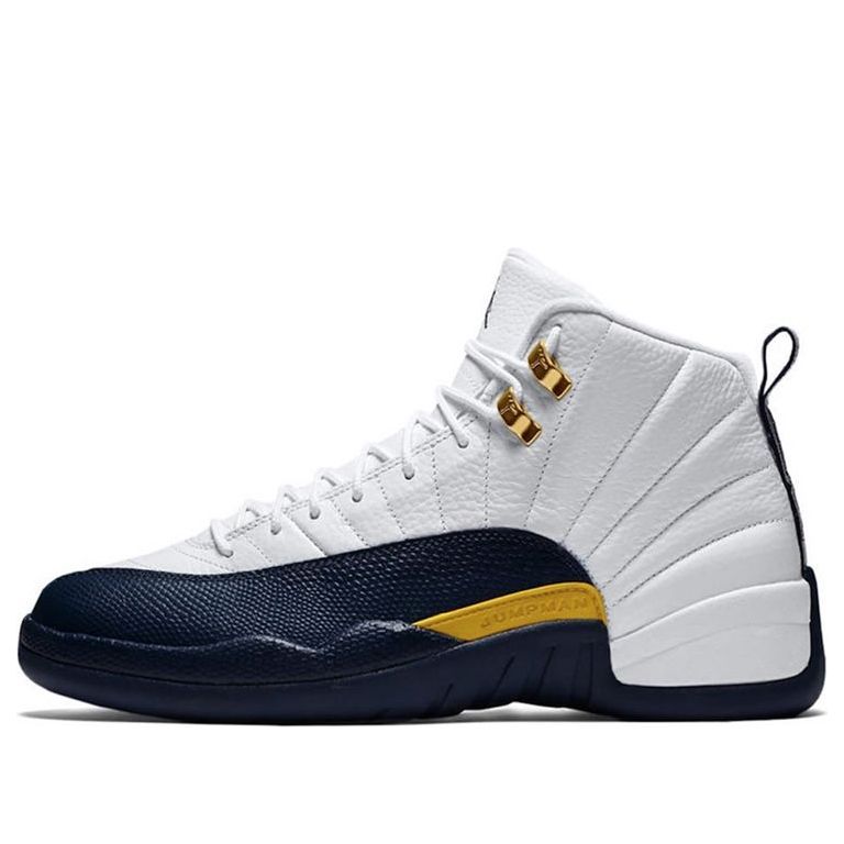 Air Jordan 12 Retro 'Michigan Home' White/Amarillo-Metallic Gold-Midnight Navy 130690-147