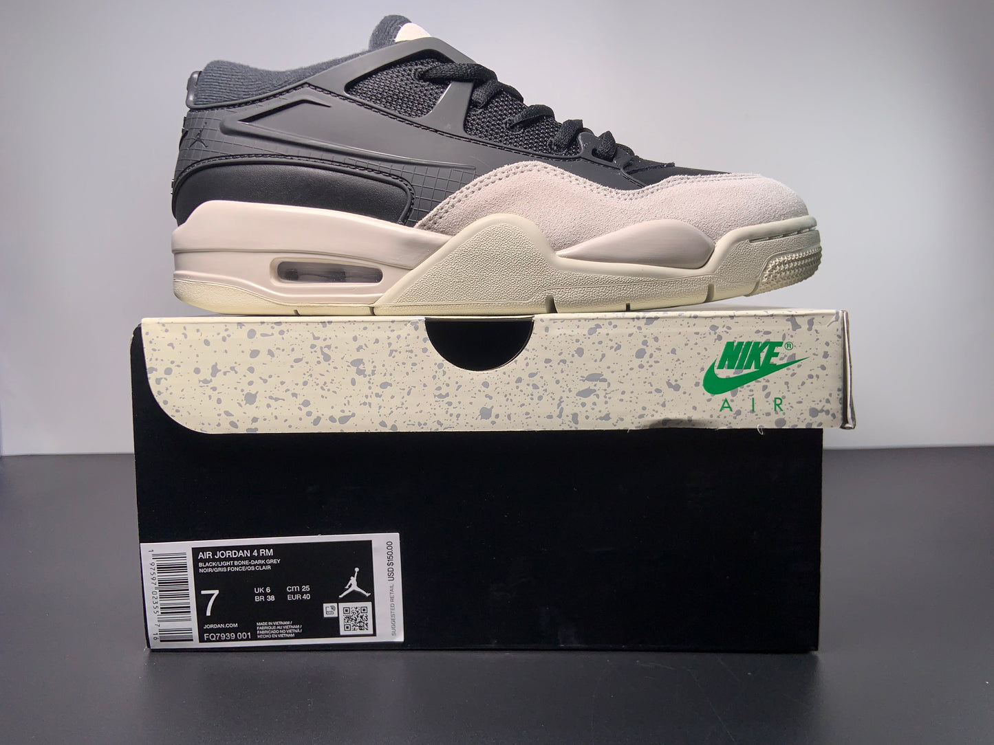 Air Jordan 4 RM Black Light Bone-Dark Grey FQ7939-001