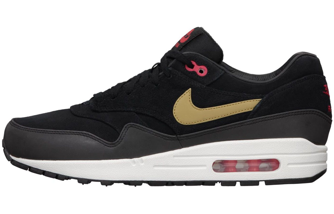 Nike Air Max 1 Prm 'Black Gold' Black/Metallic Gold/Hyper Red/Sail 512033-076 KICKSOVER