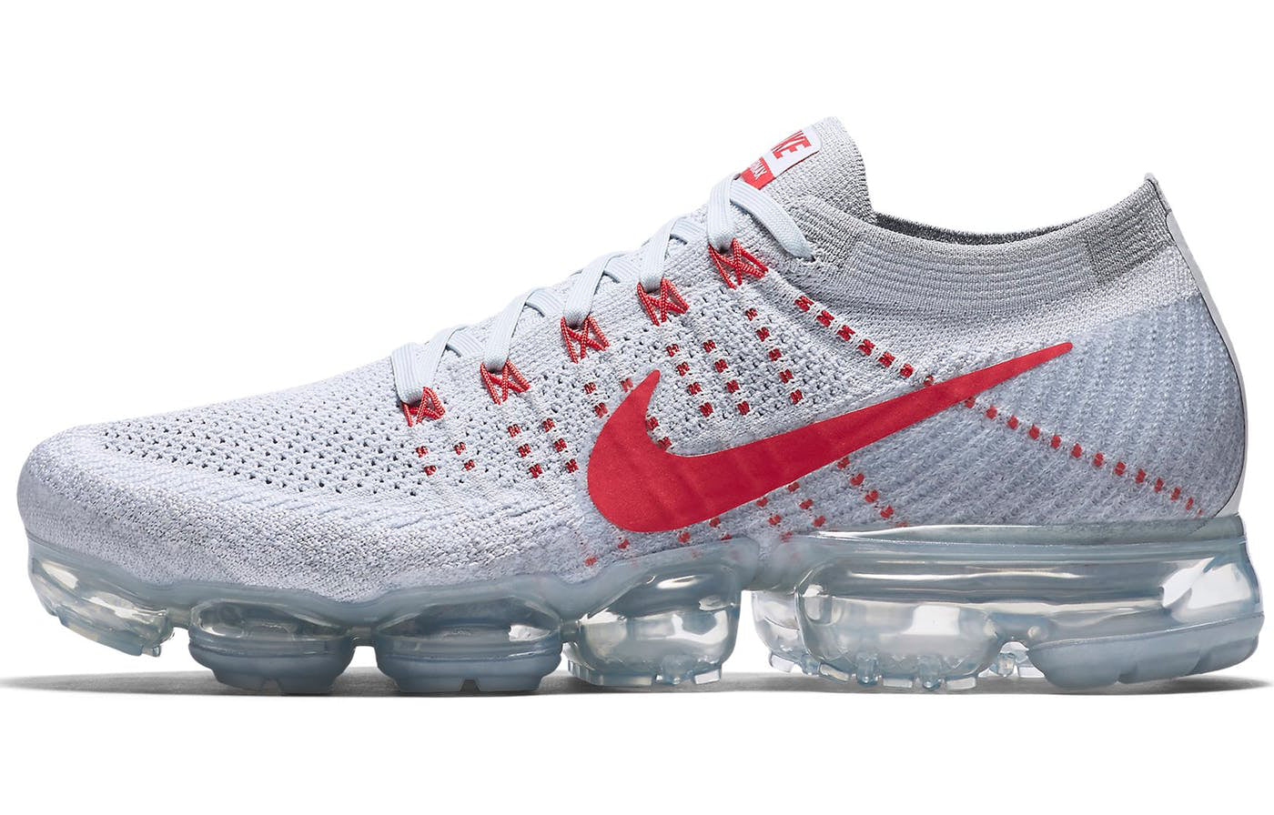 Nike Air VaporMax 'OG' Pure Platinum/University Red-Wolf Grey 849558-006 KICKSOVER