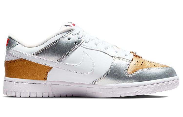 Nike Womens WMNS Dunk Low Gold White Silver DH4403-700 sneakmarks