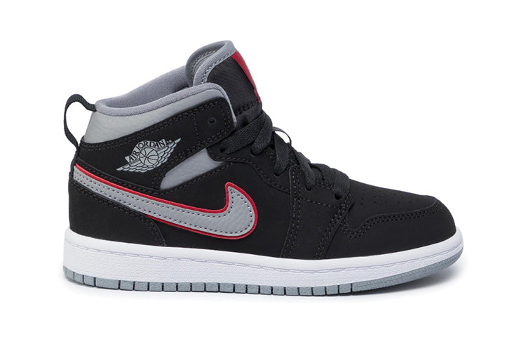 Air Jordan 1 Mid PS 'Black Particle Grey' Black/Particle Grey/White/Gym Red 640734-060