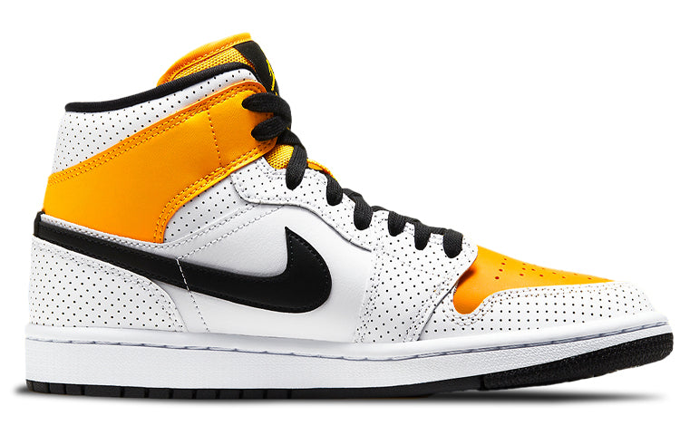 Womens WMNS Air Jordan 1 Mid Perforated - White University Gold BQ6472-107