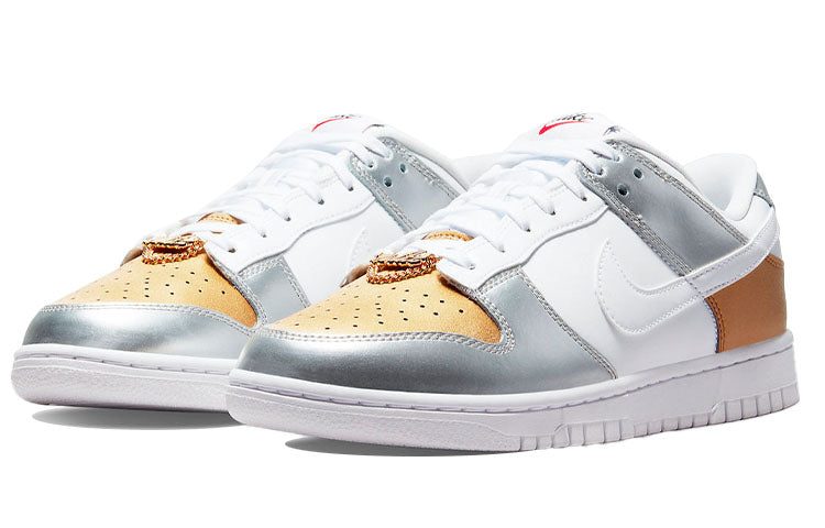 Nike Womens WMNS Dunk Low Gold White Silver DH4403-700 sneakmarks