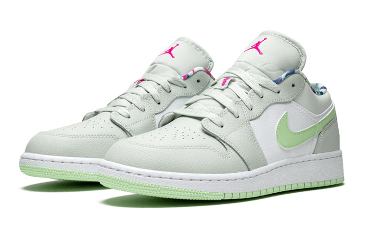 Air Jordan 1 Low'Barely Grey Spruce' GS Barely Grey/White/Laser Fuchsia/Frosted Spruce 554723-051
