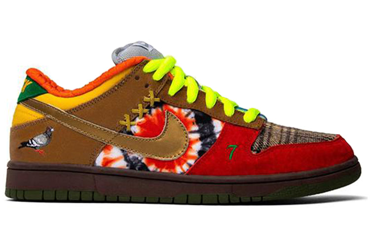 Nike Dunk Low SB Skateboard 'What The Dunk' White/College Blue-Chrome-Deep Red 318403-141 sneakmarks