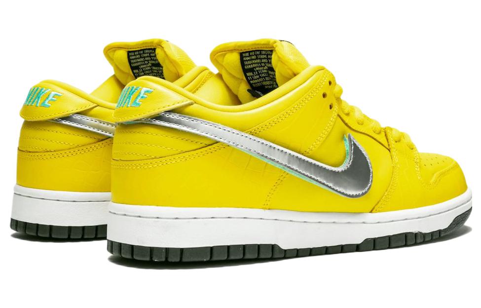 Nike Diamond Supply Co. x Dunk Low Pro SB Skateboard Canary Diamond Tour Yellow/Chrome-Tour Yellow BV1310-700 sneakmarks