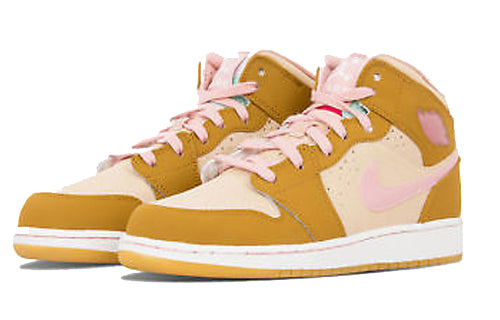 Air Jordan 1 Mid'Lola Bunny' GG Wheat/Pink Glaze-Shimmer 724072-730
