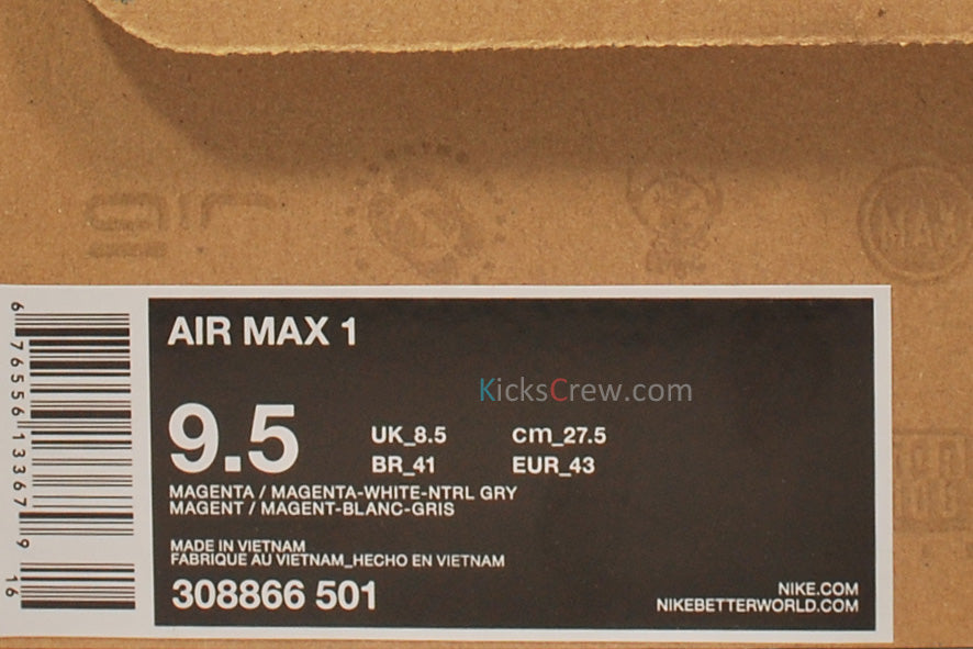 Nike Air Max 1 TXT Magenta 308866-501 KICKSOVER