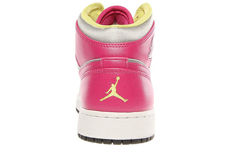 Air Jordan 1 Mid 'Metallic Silver Fusion Pink' Metallic Silver/Fusion Pink-Electric Yellow 555112-037