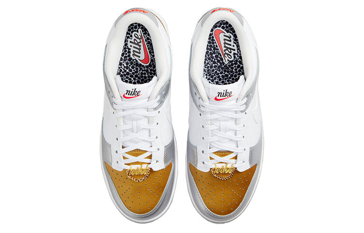 Nike Womens WMNS Dunk Low Gold White Silver DH4403-700 sneakmarks