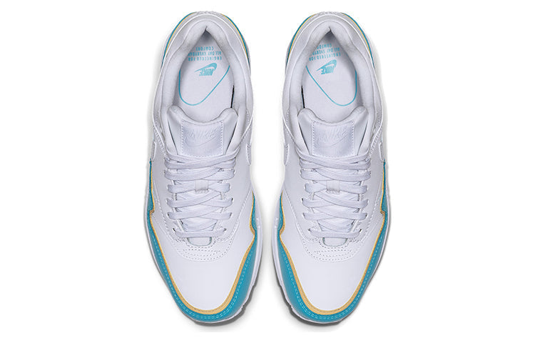 Nike Womens Air Max 1 'Double Layer - Blue' White/White/Light Blue Fury/Topaz Gold 881101-103 KICKSOVER