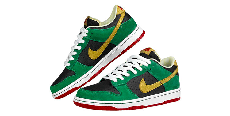 Nike Dunk Low Premium SB Skateboard 'High Life' Black/Metallic Gold-Pine Green 313170-008 sneakmarks