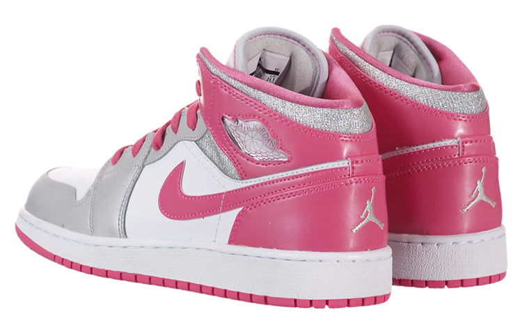 Nike Girls Air Jordan 1 MId GS White Platinum Pink 555112-109