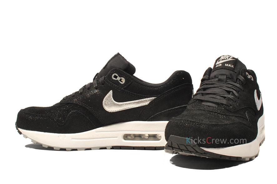 Nike Womens Air Max 1 PRM Black Metallic Silver 454746-002 KICKSOVER