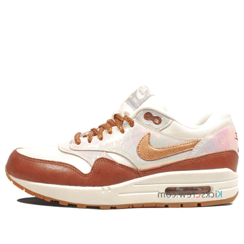 Nike Womens Air Max 1 PRM Metallic Luster Field Brown 454746-102 KICKSOVER