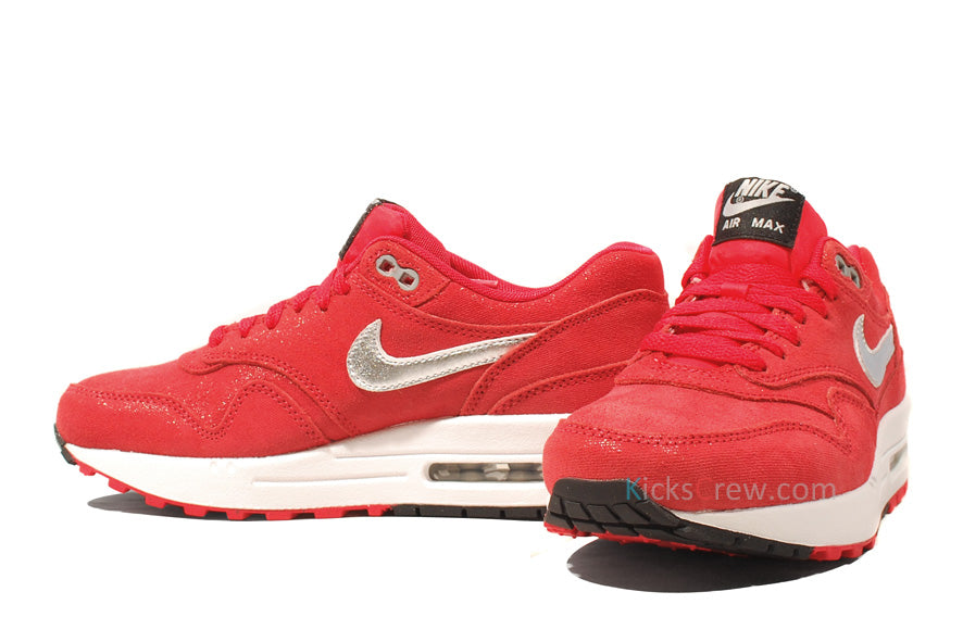 Nike Womens Air Max 1 PRM Hyper Red Silver 454746-600 KICKSOVER