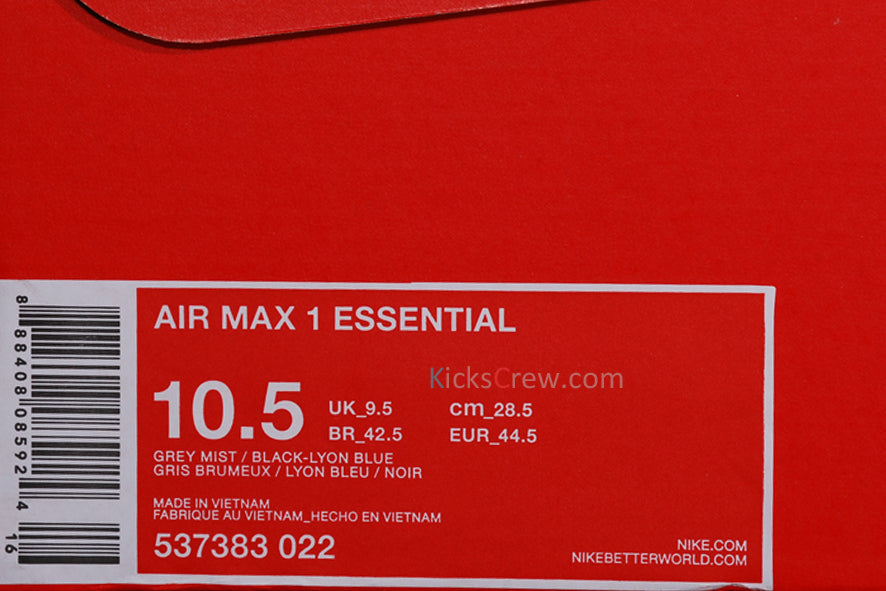 Nike Air Max 1 Essential Grey Mist Lyon Blue 537383-022 KICKSOVER