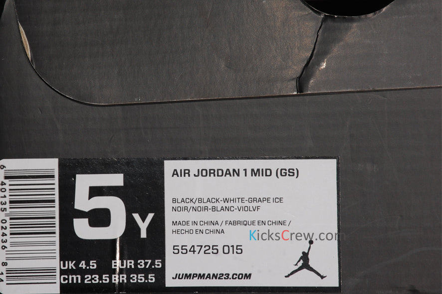 Air Jordan 1 Mid GS Black Grape Ice 554725-015