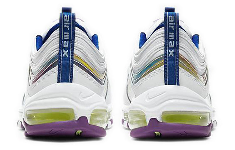 Nike Womens Air Max 97 SE 'White Iridescent Stripes' White/Purple Nebula/Hyper Blue/Washed Coral CW2456-100 KICKSOVER