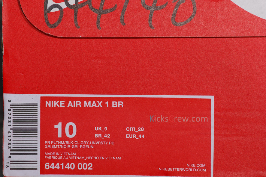 Nike Air Max 1 Barefoot Universitty Red 644140-002 KICKSOVER
