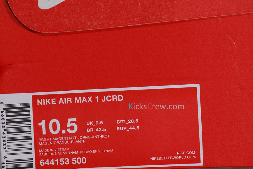Nike Air Max 1 Jacquard Brigth Magrnta Orange 644153-500 KICKSOVER