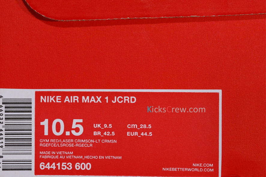 Nike Air Max 1 Jacquard Gym Red Laser Crimson 644153-600 KICKSOVER