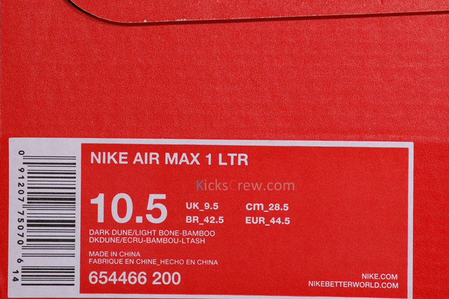 Nike Air Max 1 LTR Dark Dune Light Bone 654466-200 KICKSOVER