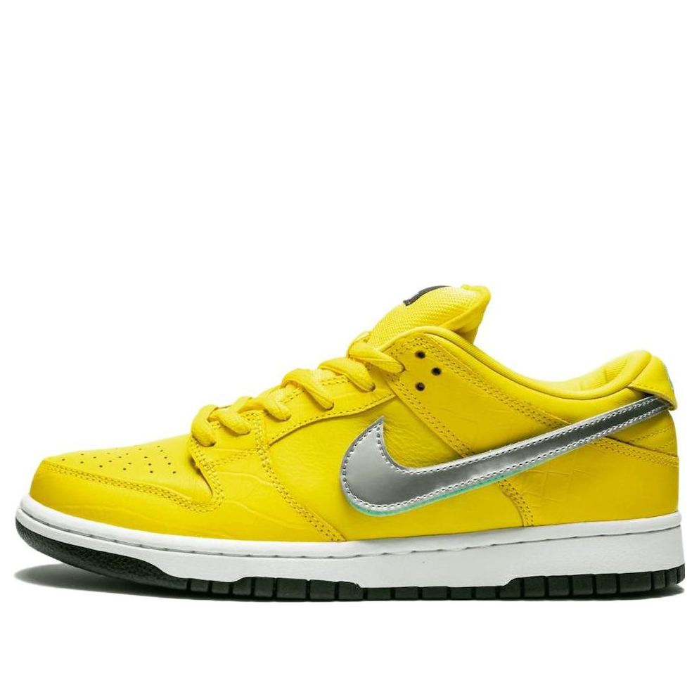 Nike Diamond Supply Co. x Dunk Low Pro SB Skateboard Canary Diamond Tour Yellow/Chrome-Tour Yellow BV1310-700 sneakmarks