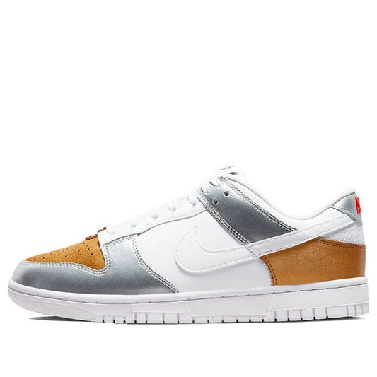 Nike Womens WMNS Dunk Low Gold White Silver DH4403-700 sneakmarks