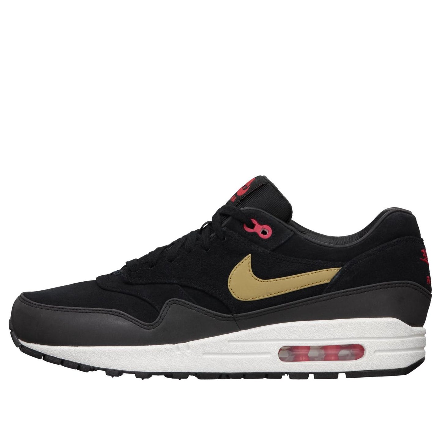 Nike Air Max 1 Prm 'Black Gold' Black/Metallic Gold/Hyper Red/Sail 512033-076 KICKSOVER