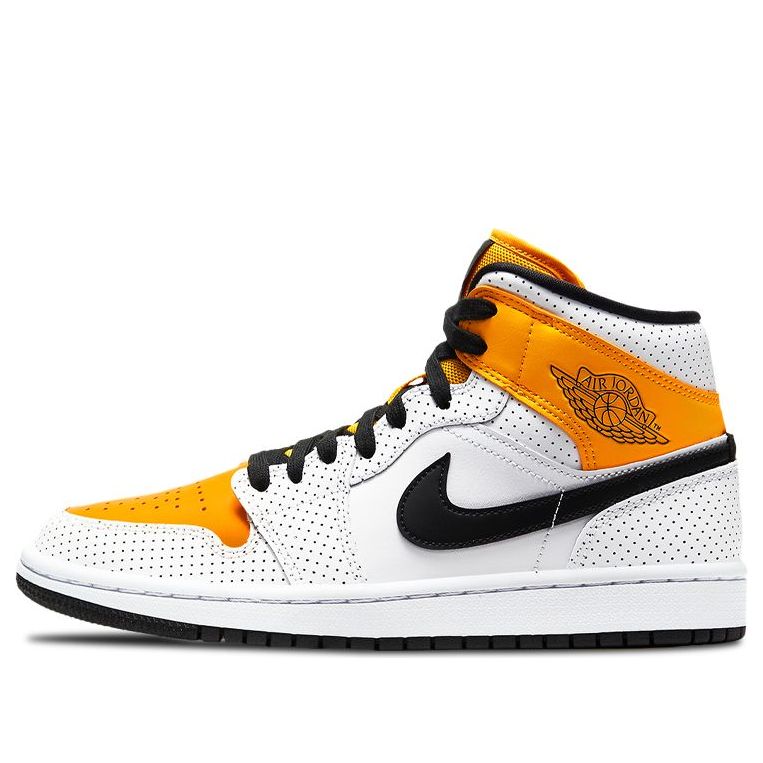 Womens WMNS Air Jordan 1 Mid Perforated - White University Gold BQ6472-107