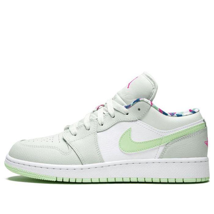 Air Jordan 1 Low'Barely Grey Spruce' GS Barely Grey/White/Laser Fuchsia/Frosted Spruce 554723-051