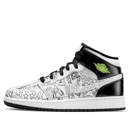 Air Jordan 1 Mid SE GS White Black Graffiti DC4099-100