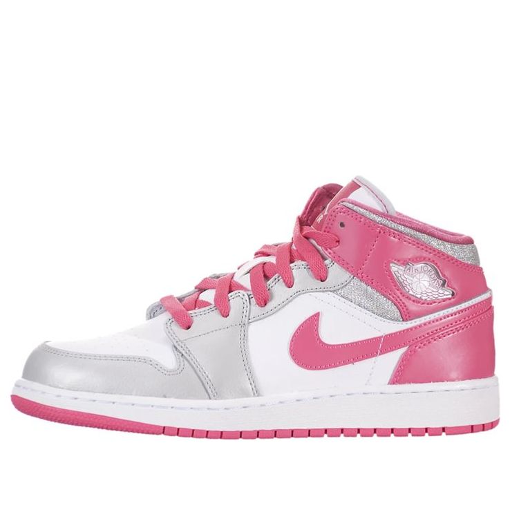 Nike Girls Air Jordan 1 MId GS White Platinum Pink 555112-109