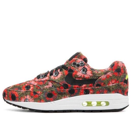 Nike Air Max 1 Premium SE 'Floral Mowabb' Black/Black/Flash Crimson/Faded Spruce 858876-003 KICKSOVER