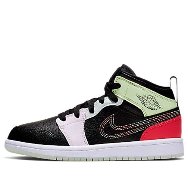 Nike Air Jordan 1 Mid SE PS 'Glow in the Dark' Black/Ember Glow-Barely Volt-Light Soft Pink-Jade Aura AV5173-076
