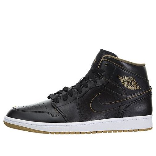 Air Jordan 1 Mid Black Metallic Gold 554724-042